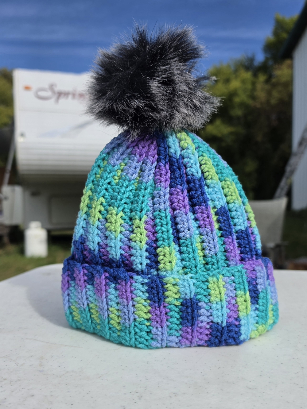 Kids Multicolor Crochet Beanie